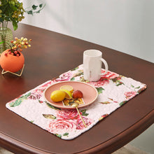 Load image into Gallery viewer, DaDa Bedding Set of 4-Pieces Romantic Roses Pink Floral Quilted Dining Placemats 13” x 19” (879)