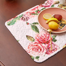 Load image into Gallery viewer, DaDa Bedding Set of 4-Pieces Romantic Roses Pink Floral Quilted Dining Placemats 13” x 19” (879)