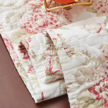 Load image into Gallery viewer, DaDa Bedding Hint of Mint Cottage Floral Roses Quilted Cotton Dining Table Runner (3036)