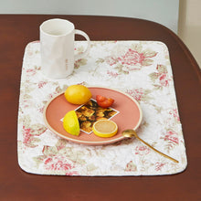 Load image into Gallery viewer, DaDa Bedding Set of 4-Pieces Dainty Cottage Floral Roses Quilted Cotton Dining Table Placemats 13” x 19” (3036)