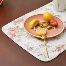 Load image into Gallery viewer, DaDa Bedding Set of 4-Pieces Dainty Cottage Floral Roses Quilted Cotton Dining Table Placemats 13” x 19” (3036)