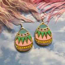 Load image into Gallery viewer, Colorful Easter Egg Acrylic Earrings -  Pink, Blue, Teal