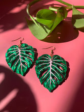 Load image into Gallery viewer, Monstera Leaf Acrylic Statement Earrings