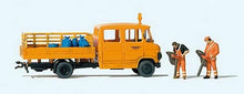 Load image into Gallery viewer, Preiser 33262 HO Scale L 407 D Crew-Cab Low-Side Delivery Truck - Assembled