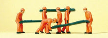 Load image into Gallery viewer, Preiser 14036 HO Scale Railroad Personnel -- Track Workers w/Ties pkg(6)