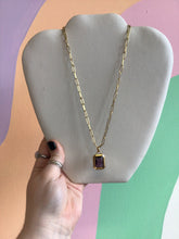 Load image into Gallery viewer, Emerald Cut Gem Charm Necklace