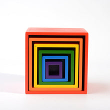 Load image into Gallery viewer, 6-Piece Primary Color Rainbow Wooden Nesting Box Set