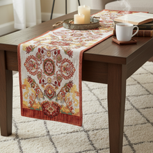 Load image into Gallery viewer, Tache Elegant Burgundy Ornate Paisley Woven Tapestry Table Runner (18194)