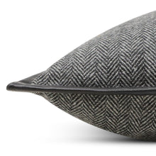 Load image into Gallery viewer, Chevron Wool Throw Pillow With Leather Trim