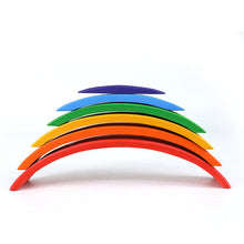 Load image into Gallery viewer, 6 Pcs Wooden Rainbow Bridge Stacking Building Blocks