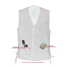 Load image into Gallery viewer, Men's Black Denim Motorcycle Vest – Single Panel Back