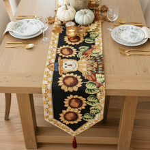 Load image into Gallery viewer, Tache Sunflower Field Scarecrow Autumn Harvest Woven Tapestry Table Runners (11712TR)