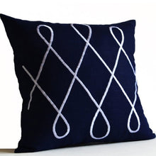 Load image into Gallery viewer, Blue Throw Pillow Covers, Navy Blue Pillow Cover, Embroidered Pillow Cover