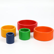 Load image into Gallery viewer, 5 Pcs Wooden Stacking Nesting Cup Bowl Set in Primary Rainbow Color