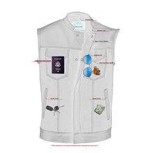 Load image into Gallery viewer, Men's Leather-Denim Combo Motorcycle Vest w/ Scoop Collar