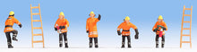 Load image into Gallery viewer, Noch 15022 HO Scale Firefighters w/Ladders -- 5 Figures &amp; 2 Ladders