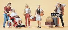 Load image into Gallery viewer, Preiser 10470 HO Scale Passengers -- Travelers Pushing Cart &amp; Wheelchair #2