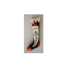 Load image into Gallery viewer, 5.5" Black Stocking w/Santa Face Handcrafted Felt Ornament