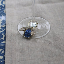 Load image into Gallery viewer, Bedazzled bee wine charms, dark jewel tones