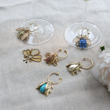 Load image into Gallery viewer, Bedazzled bee wine charms