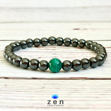 Load image into Gallery viewer, Magnetic Therapy Pain &amp; Ache Relief With Malachite Bracelet