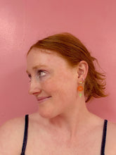 Load image into Gallery viewer, Orange Sparkly Album Dangle Earring