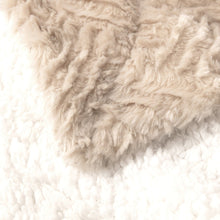 Load image into Gallery viewer, DaDalogy Bedding Champagne Ivory Faux Fur Throw Blanket - Dreamy Gold Geometric Embossed Sherpa Backside - Super Soft Warm Cozy Plush Fluffy