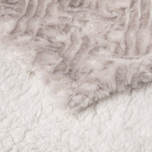 Load image into Gallery viewer, DaDalogy Bedding Lavender Grey Faux Fur Throw Blanket - Dreamy Geometric Embossed Sherpa Backside - Super Soft Warm Cozy Plush Fluffy
