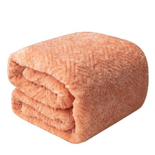 Load image into Gallery viewer, DaDa Bedding Coral Peach Rose Faux Fur Throw Blanket - Dreamy Geometric Embossed Sherpa Backside - Super Soft Warm Cozy Plush Fluffy