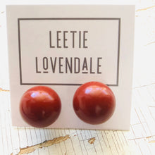 Load image into Gallery viewer, Rusty Dark Red Jumbo Ball Stud Earrings