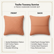 Load image into Gallery viewer, Tache Cotton Stone Washed Rustic Orange Medallion Tuscany Sunrise Cushion Covers / Euro Sham (JHW-595)