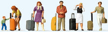 Load image into Gallery viewer, Preiser 10641 HO Scale Standing Travelers w/Rolling Suitcases -- pkg(6)