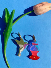 Load image into Gallery viewer, Hummingbird &amp; Feeder Acrylic Statement Earrings