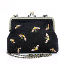 Load image into Gallery viewer, Bees Kisslock Handbag: Black