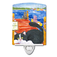 Load image into Gallery viewer, Cat Fishing from the dock Ceramic Night Light 6001CNL