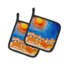 Load image into Gallery viewer, Raccoons on the railing Pot Holders - Set of 2 Decorative Kitchen Helpers | Made in the USA 6009PTHD