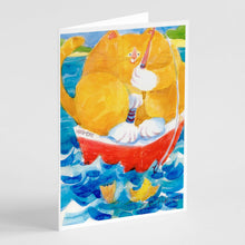 Load image into Gallery viewer, Big Orange Tabby Fishing Greeting Cards -  Blank Note Cards – 8-Pack of Artist-Designed Cards with Envelopes