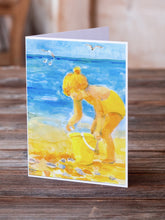 Load image into Gallery viewer, Little Girl at the beach Greeting Cards -  Blank Note Cards – 8-Pack of Artist-Designed Cards with Envelopes