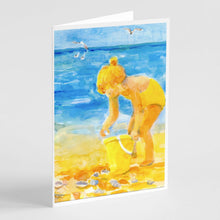 Load image into Gallery viewer, Little Girl at the beach Greeting Cards -  Blank Note Cards – 8-Pack of Artist-Designed Cards with Envelopes