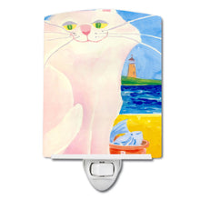 Load image into Gallery viewer, Big white Cat at the beach Ceramic Night Light 6018CNL