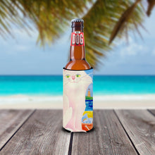 Load image into Gallery viewer, Big white Cat at the beach Slim Can Hugger – Fun &amp; Functional Drink Coolers 6018MUK
