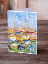 Load image into Gallery viewer, Boats at the Harbour Greeting Cards -  Blank Note Cards – 8-Pack of Artist-Designed Cards with Envelopes