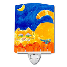 Load image into Gallery viewer, Big orange Tabby cat on the fence Ceramic Night Light 6020CNL