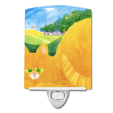 Load image into Gallery viewer, Big Orange Tabby Cat on the Golf Course Ceramic Night Light 6021CNL