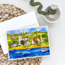 Load image into Gallery viewer, Harbour Scene with Sailboat Greeting Cards -  Blank Note Cards – 8-Pack of Artist-Designed Cards with Envelopes