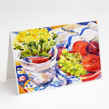 Load image into Gallery viewer, Apples, Plums and Grapes with Flowers Greeting Cards -  Blank Note Cards – 8-Pack of Artist-Designed Cards with Envelopes