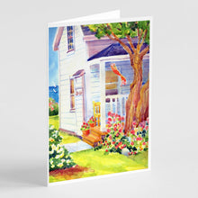 Load image into Gallery viewer, White Cottage at the beach Greeting Cards -  Blank Note Cards – 8-Pack of Artist-Designed Cards with Envelopes