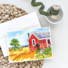 Load image into Gallery viewer, Old Red Cottage House at the lake or Beach Greeting Cards -  Blank Note Cards – 8-Pack of Artist-Designed Cards with Envelopes