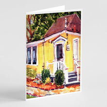 Load image into Gallery viewer, Yellow Cottage at the Beach Greeting Cards -  Blank Note Cards – 8-Pack of Artist-Designed Cards with Envelopes