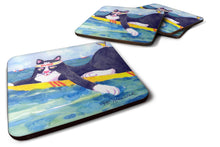 Load image into Gallery viewer, Black and white Cat Surfin Bird Coasters - Set of 4 Lightweight Foam, Absorbent Drink Coasters